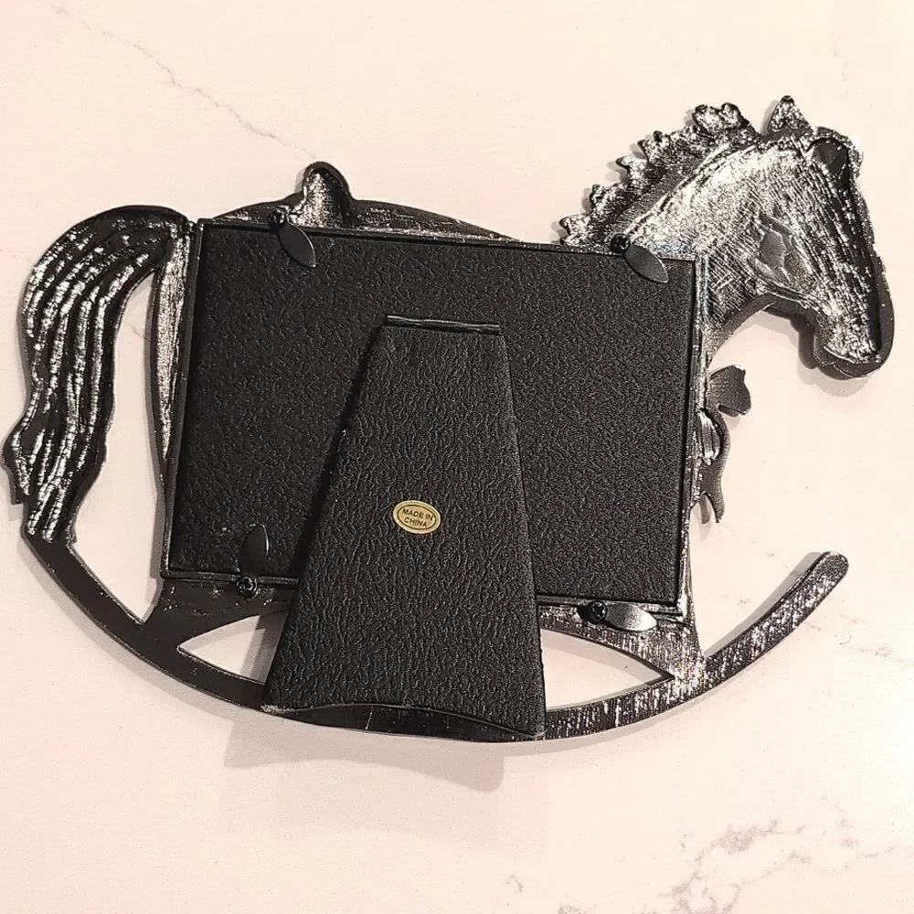 Silver Rocking Horse Picture Frame Holds 3